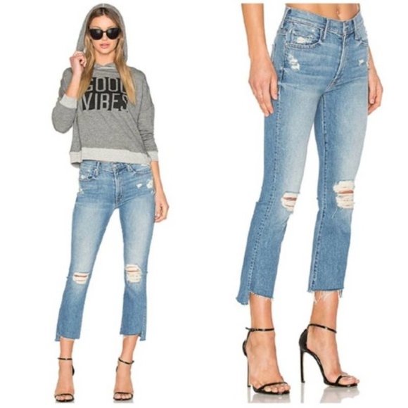 MOTHER Superior Insider Crop Step Fray Jeans Hijacking The Runway Size 26 - Picture 1 of 12